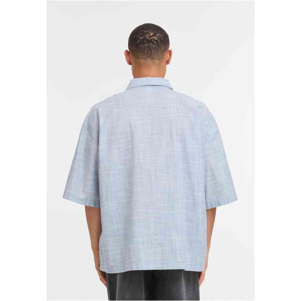 Urban Classics - Boxy Structured Short Sleeves Bluse - Blau/WeiÃŸ